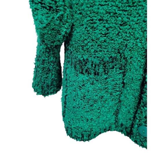 VTG Y2K Green Chunky Cardigan Sweater S Double Breasted V-Neck Oversized Pockets - Picture 12 of 16